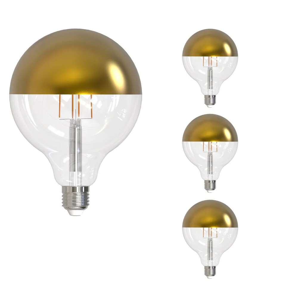 Bulbrite LED Filament Pack of (4) 6 Watt Dimmable G40 Light Bulbs with a Half Gold Finish and Medium (E26) Base - 2700K (Warm White Light), 500 Lumens - Cheap-Us