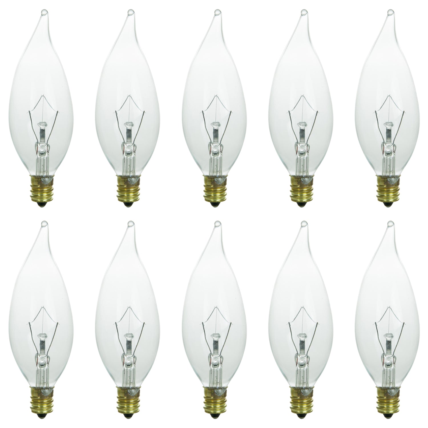 Sunlite 40 Watt Krypton Flame Tip Chandelier, Candelabra Base, Clear - Cheap-Us