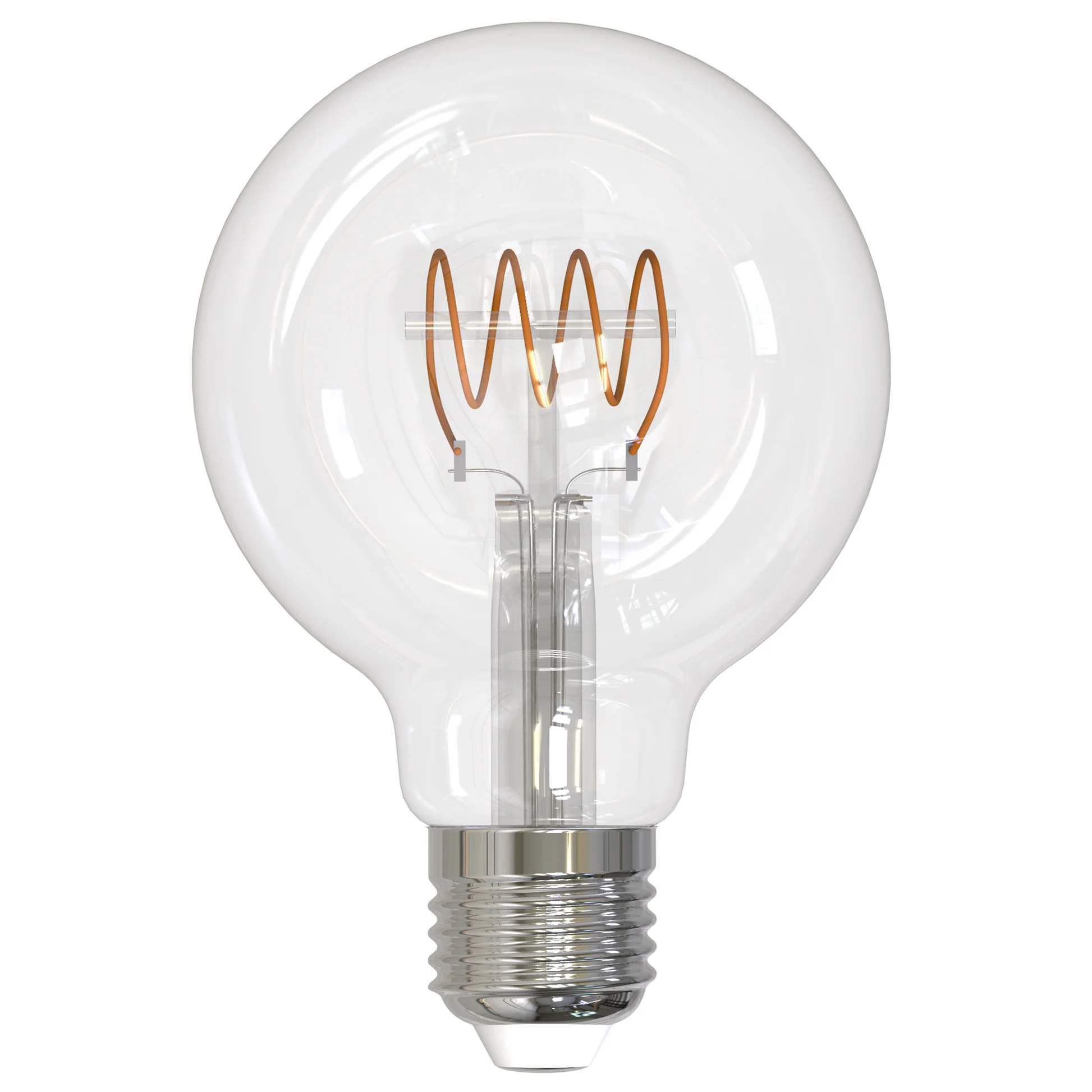 Bulbrite LED Curved Filament 4.5 Watt Dimmable G25 Light Bulbs with a Clear Finish and Medium (E26) Base - 2100K (Warm Amber Light), 350 Lumens - Cheap-Us