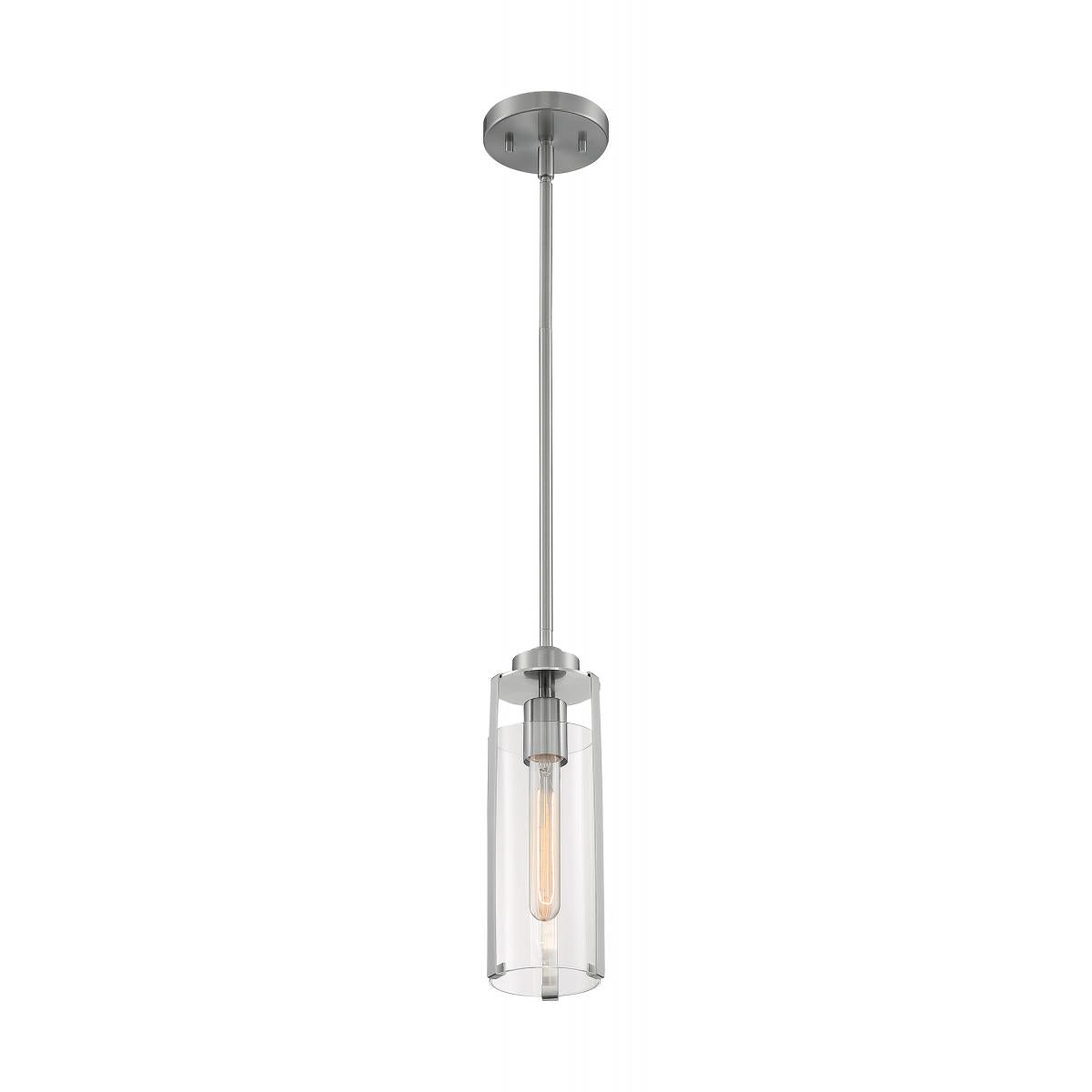 60-7140 MARINA 1 LIGHT MINI PENDANT Marina - 1 Light Mini Pendant with Clear Glass - Brushed Nickel Finish - Cheap-Us