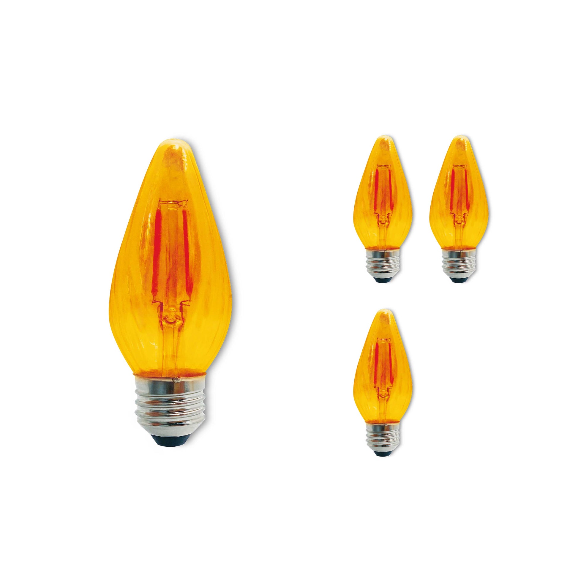 Bulbrite Fiesta Pack of (4) 4 Watt Dimmable F15 LED Filament Light Bulb with Amber Glass Finish and Medium (E26) Base - 2100K (Amber Light), 280 Lumens - Cheap-Us
