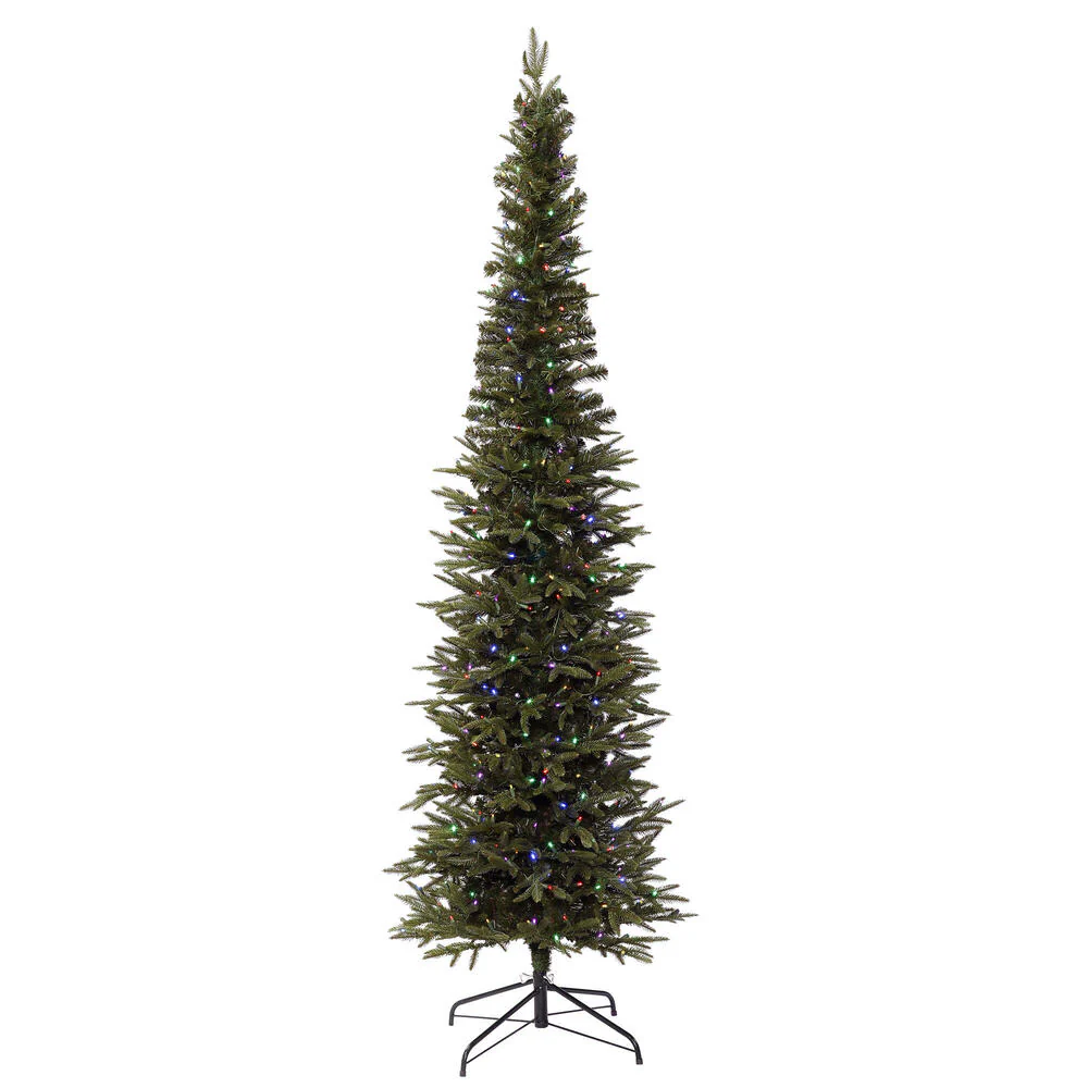 Vickerman 10' Bixley Pencil Fir Artificial Christmas Tree Multi-colored Dura-Lit LED lights - Cheap-Us