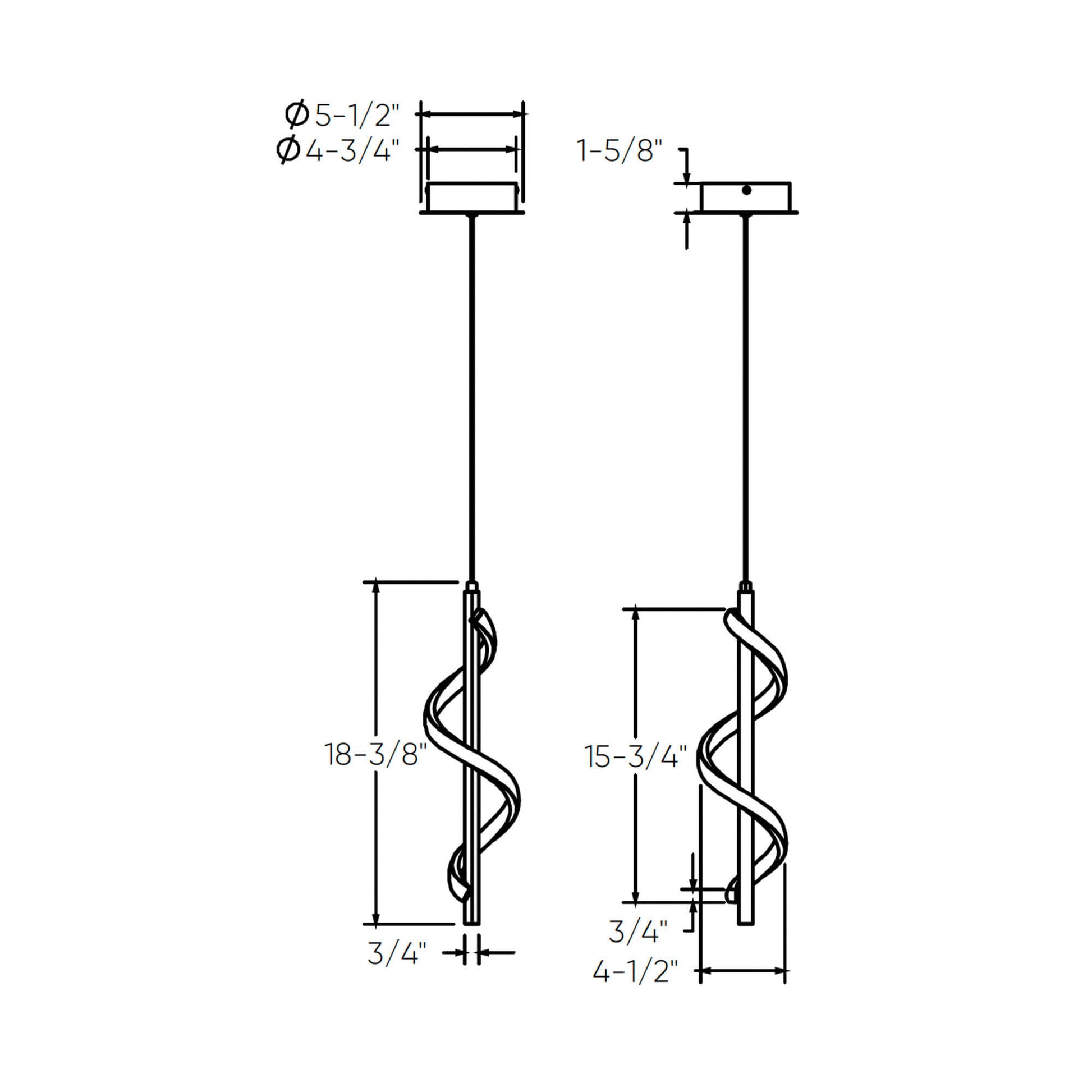 DALS Lighting Spin 5CCT Vertical Swirl LED Pendant - Cheap-Us