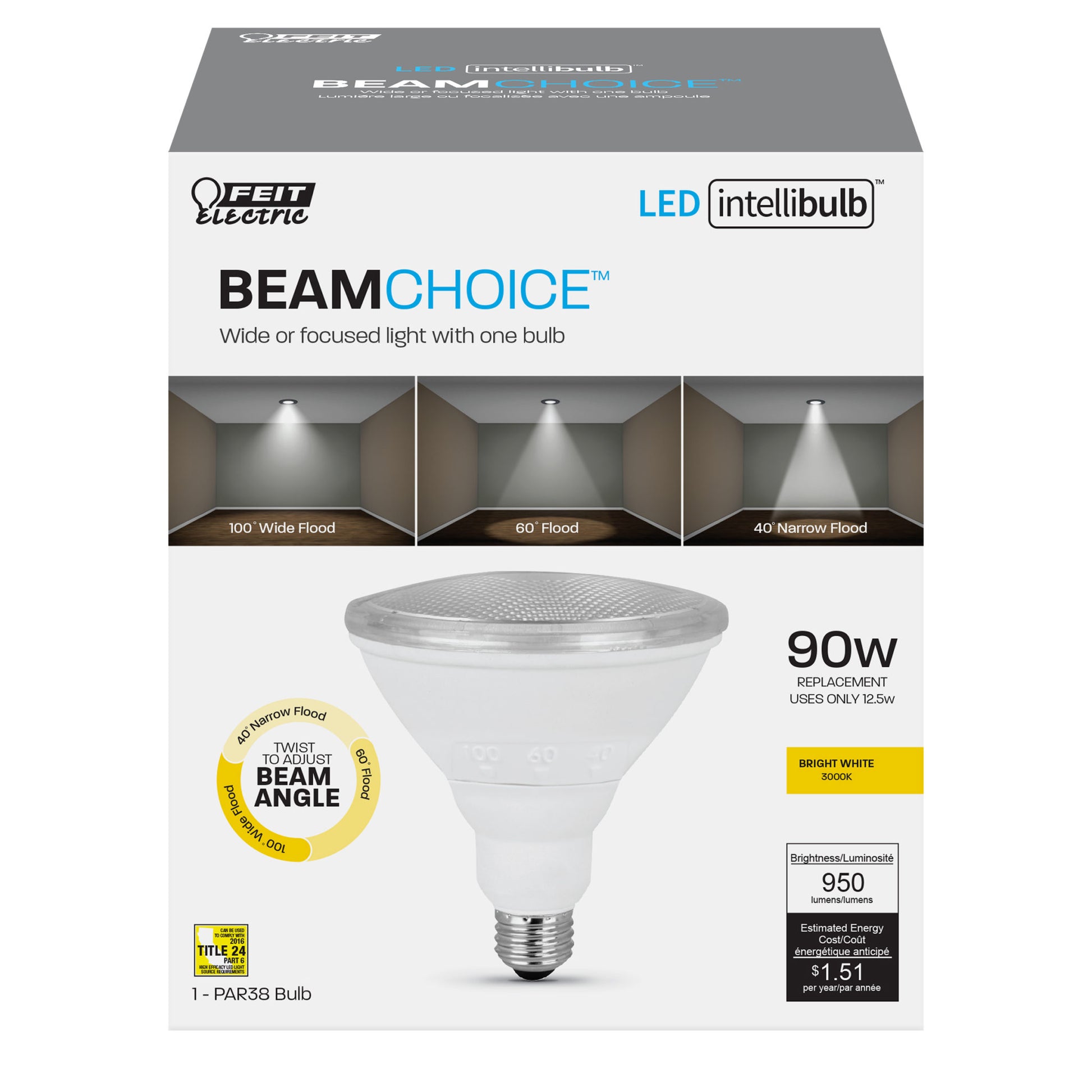 90 Watt Equivalent Warm White PAR38 IntelliBulb BeamChoice - Cheap-Us