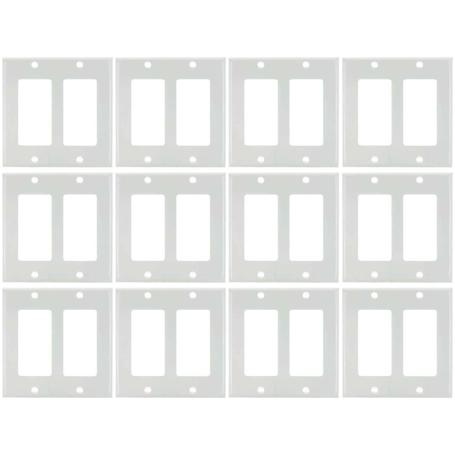 Sunlite E302/W 2 Gang Decorative Switch and Receptacle Plate, White - Cheap-Us