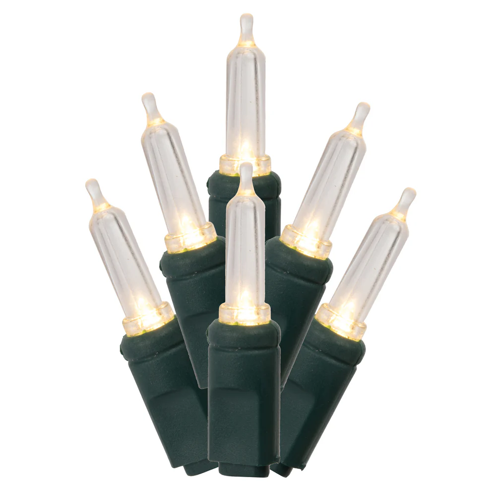 Vickerman 100 Warm White Italian LED Single Mold Light Green Wire 34' Christmas Light Strand - Cheap-Us