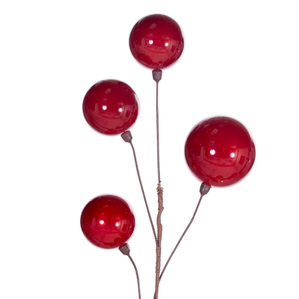 Vickerman 10' Red Pearl Branch Ball Wire Garland. - Cheap-Us