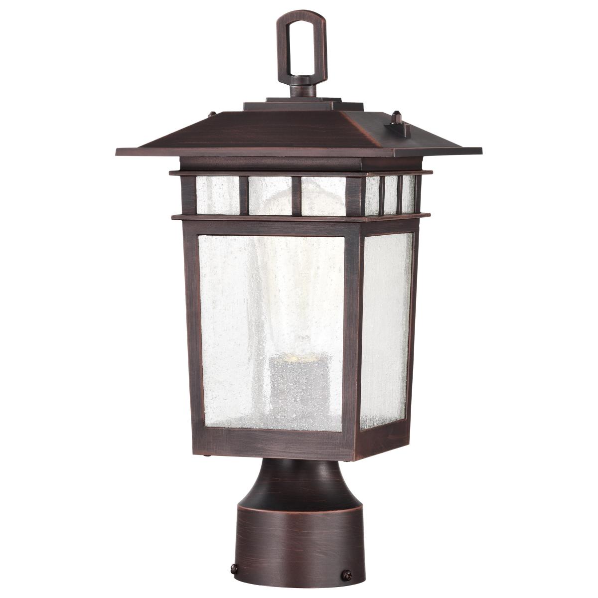 60-5955 COVE NECK 1LT OUTDOOR SM POST Cove Neck Collection Outdoor Medium 14 inch Post Light Pole Lantern; Rustic Bronze Finish with Clear Seeded Glass - Cheap-Us
