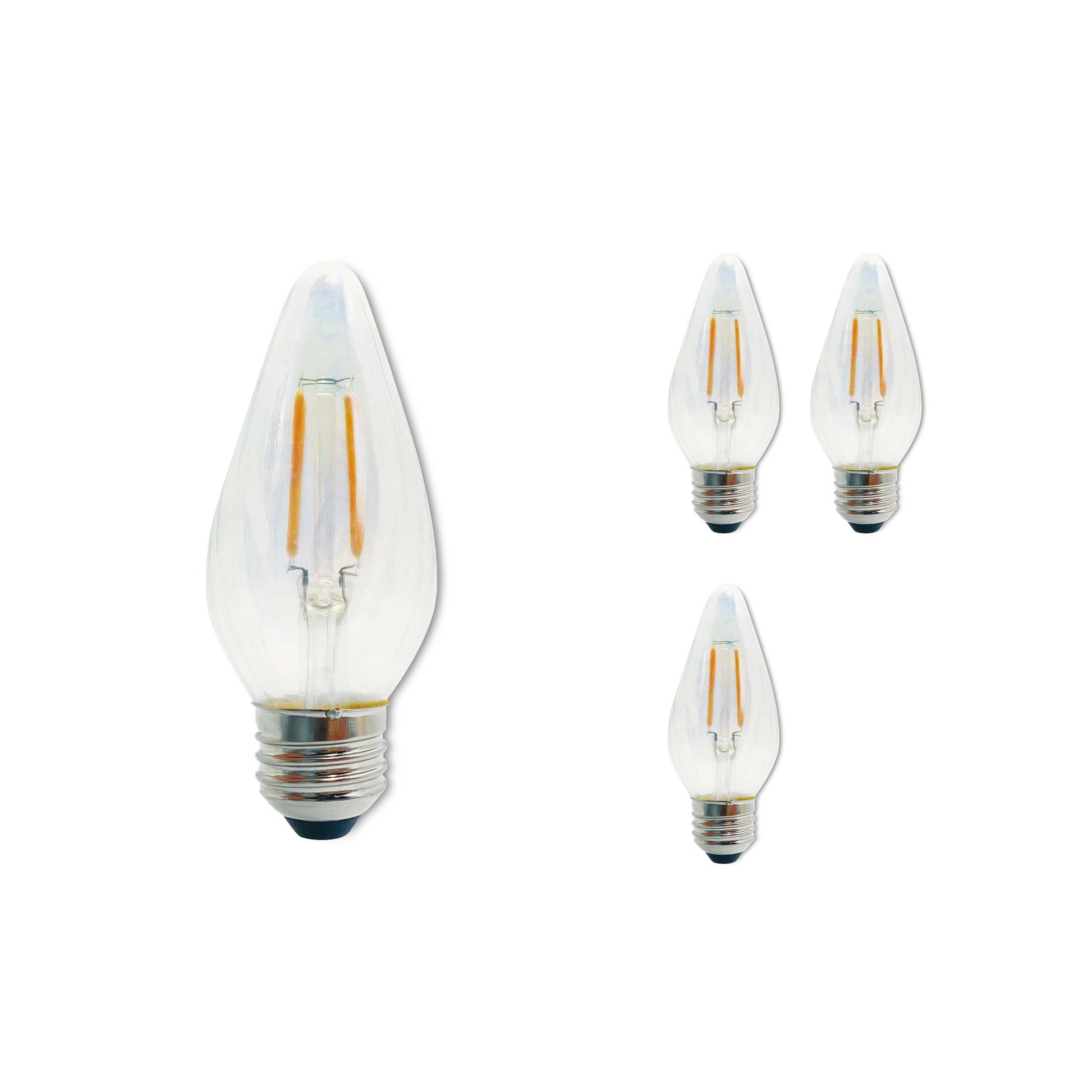 Bulbrite Fiesta Pack of (4) 4 Watt Dimmable F15 LED Filament Light Bulb with Clear Iridescent Glass Finish and Medium (E26) Base - 2700K (Warm White Light), 320 Lumens - Cheap-Us