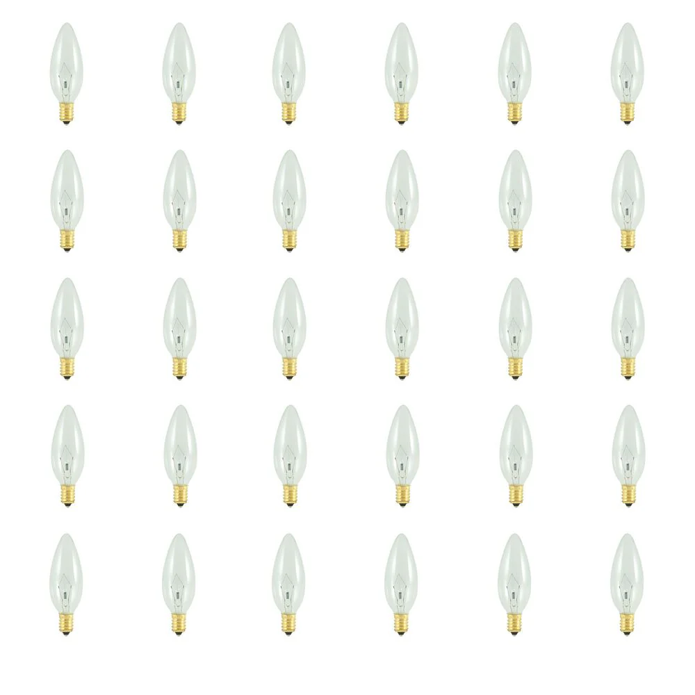 BULBRITE INCANDESCENT B10 EUROPEAN (E14) 25W DIMMABLE LIGHT BULB 2700K/WARM WHITE 30PK (400425) - Cheap-Us