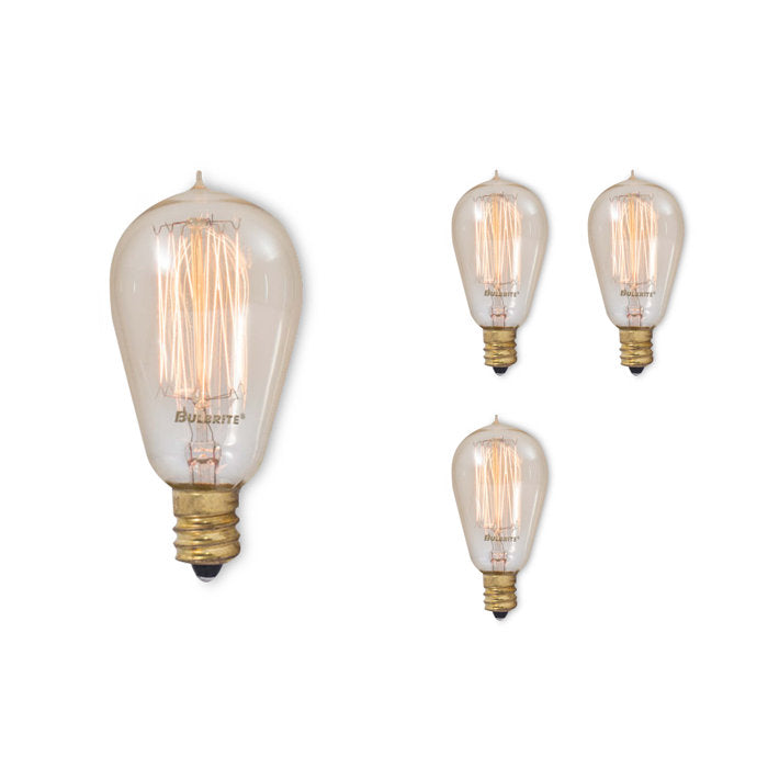 BULBRITE INCANDESCENT ST15 CANDELABRA SCREW (E12) 25W DIMMABLE NOSTALGIC LIGHT BULB 2200K/AMBER 4PK (132510) - Cheap-Us