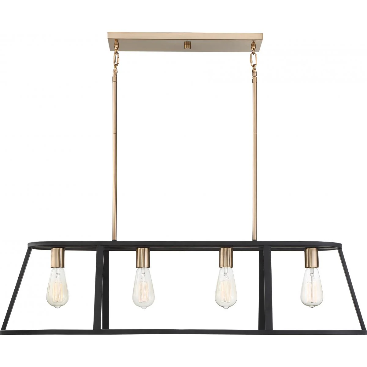60-6644 CHASSIS 4 LIGHT ISLAND PENDANT Chassis- 4 Light Island Pendant - Copper Brushed Brass and Matte Black Finish - Cheap-Us