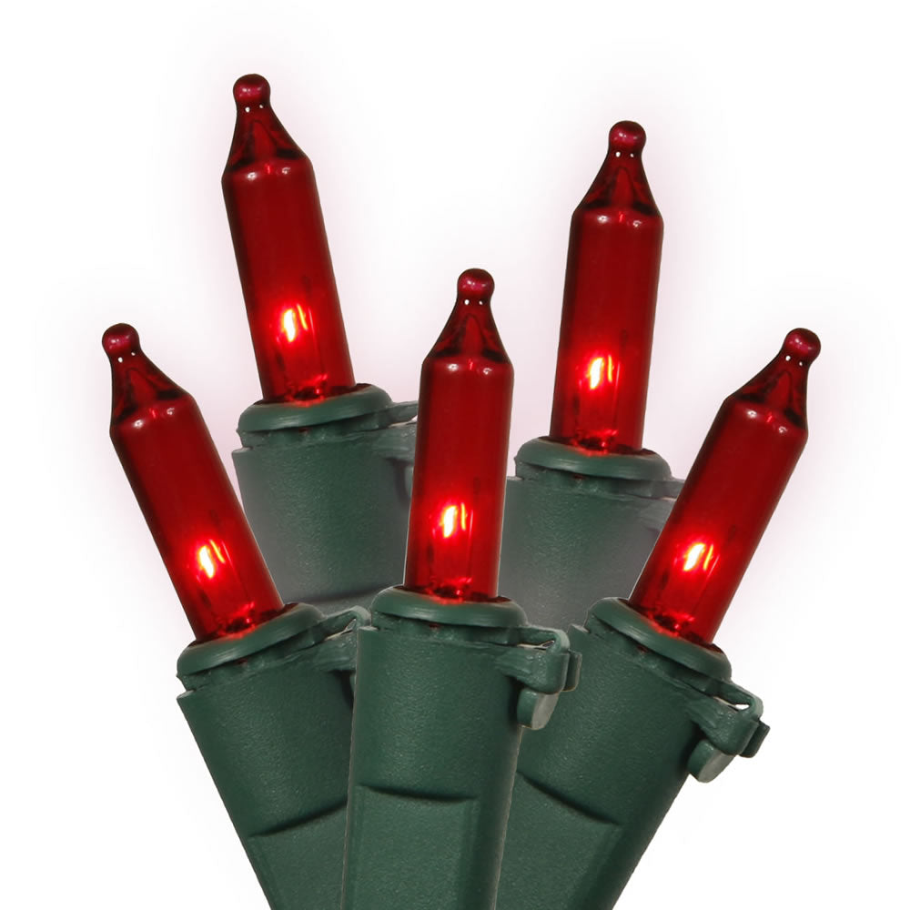 Vickerman 100 Red Mini Light Icicle Light on Green Wire 9' Christmas Light Strand - Cheap-Us