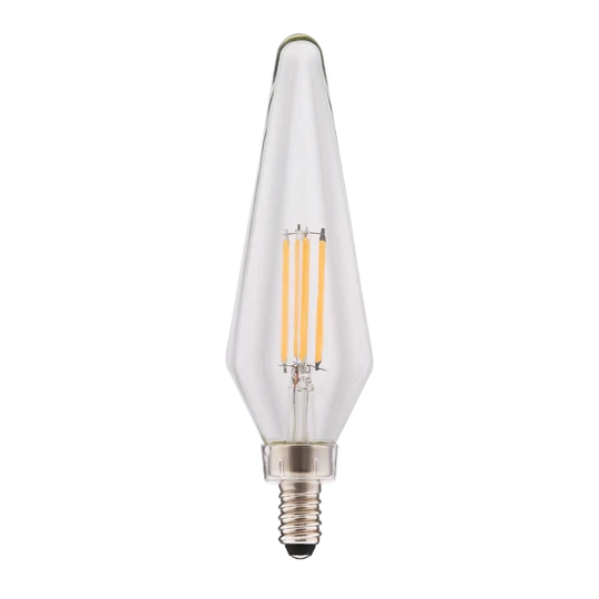 Luxrite LED HX10.5 Crystal Filament Chandelier Light Bulb, E12 Candelabra Base, 4.5W, 5000K - Bright White, 500 Lumens, 80 CRI, Clear Finish, Dimmable (LR21673) - Cheap-Us