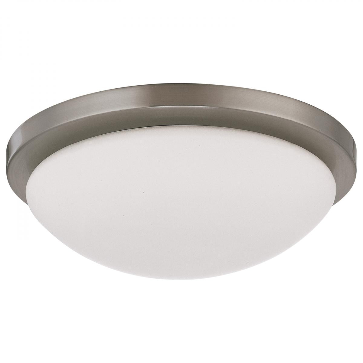 Satco Nuvo LED Button Flush Mount Dome Light Fixture - Brushed Nickel/Black/Matte Black Finish With White Glass - 3000K/CCT Selectable - Cheap-Us
