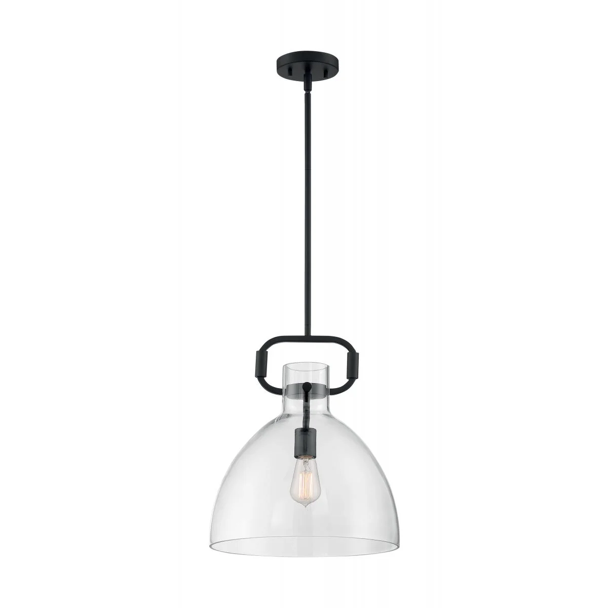60-7152 TERESA 1 LT BELL PENDANT Teresa - 1 Light Pendant with Clear Glass - Matte Black Finish - Cheap-Us