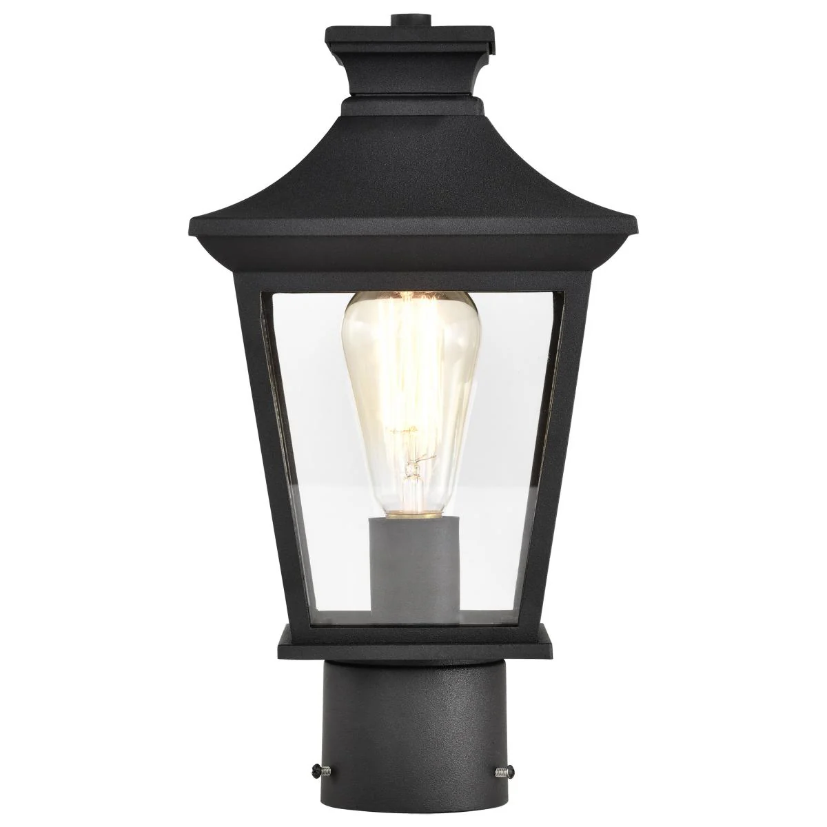 60-5745 JASPER 1LT OUTDOOR POST Jasper Collection Outdoor 14 inch Post Light Pole Lantern; Matte Black Finish with Clear Glass - Cheap-Us