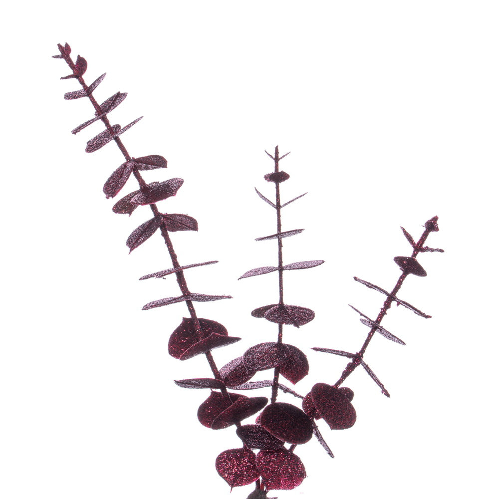 Vickerman 6' Burgundy Artificial Eucalyptus Glitter Garland. - Cheap-Us