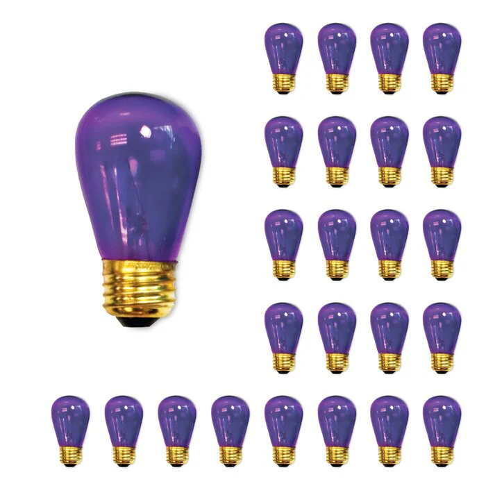 BULBRITE INCANDESCENT S14 MEDIUM SCREW (E26) 11W DIMMABLE LIGHT BULB TRANSPARENT PURPLE 25PK (701511) - Cheap-Us
