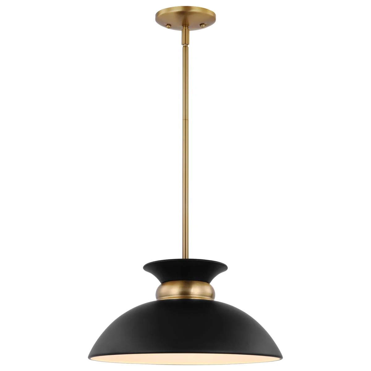 60-7460 PERKINS 1 LT SMALL PENDANT Perkins; 1 Light; Small Pendant; Matte Black with Burnished Brass - Cheap-Us