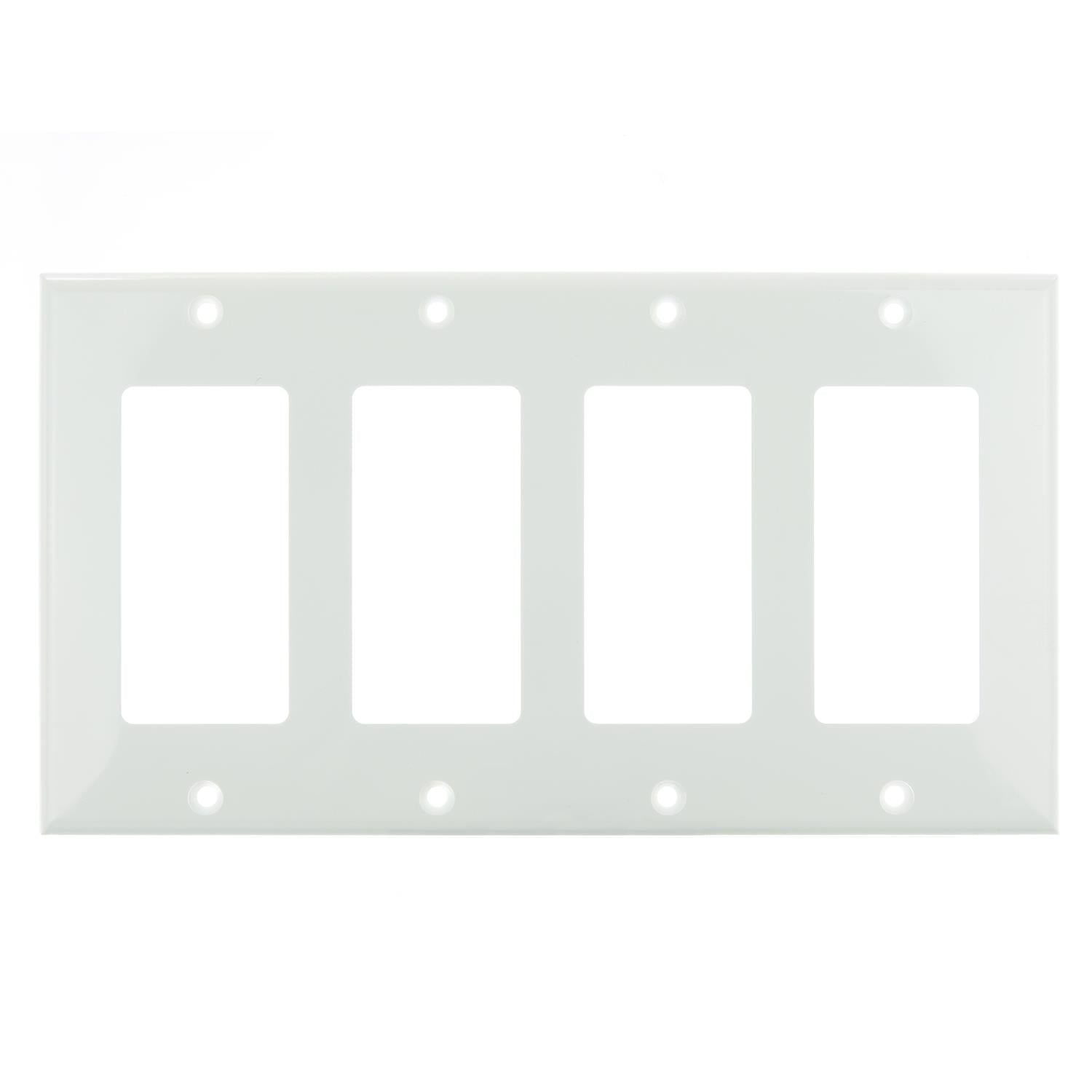 Sunlite E304/W 4 Gang Decorative Switch and Receptacle Plate, White - Cheap-Us