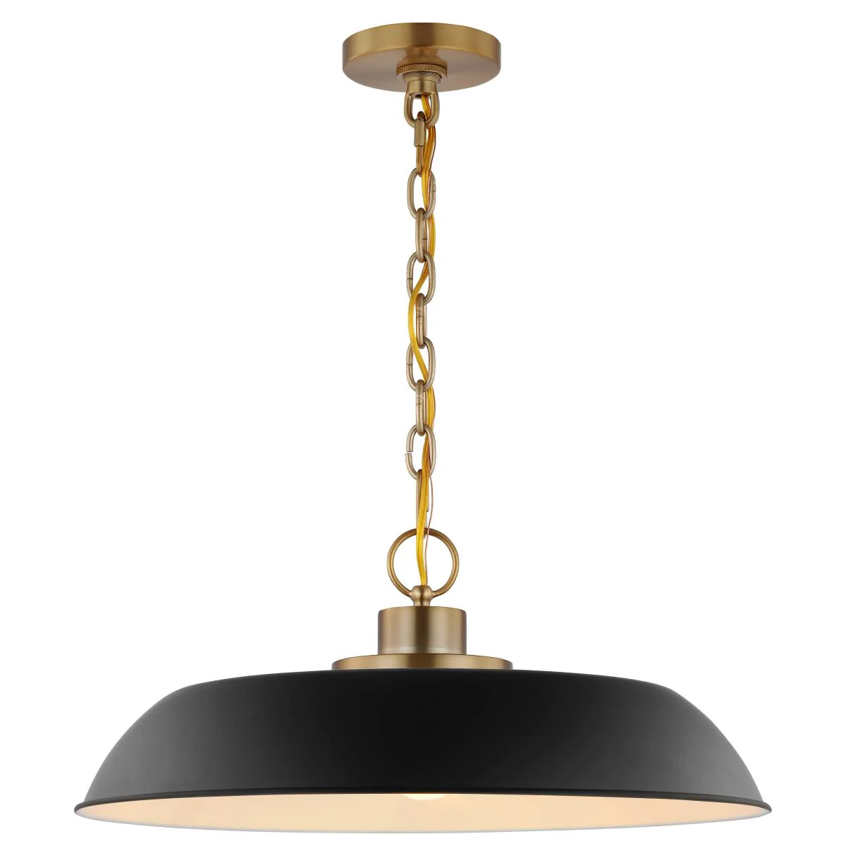 60-7484 COLONY 1 LIGHT MEDIUM PENDANT Colony; 1 Light; Medium Pendant; Matte Black with Burnished Brass - Cheap-Us