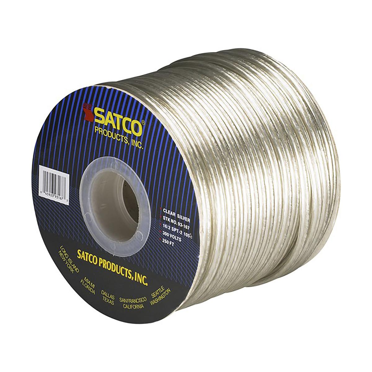 93-167 250 FT. 16/2/SPT/2 CLEAR SILVE Lamp And Lighting Bulk Wire; 16/2 SPT-2 105C; 250 Foot/Spool; Clear Silver - Cheap-Us