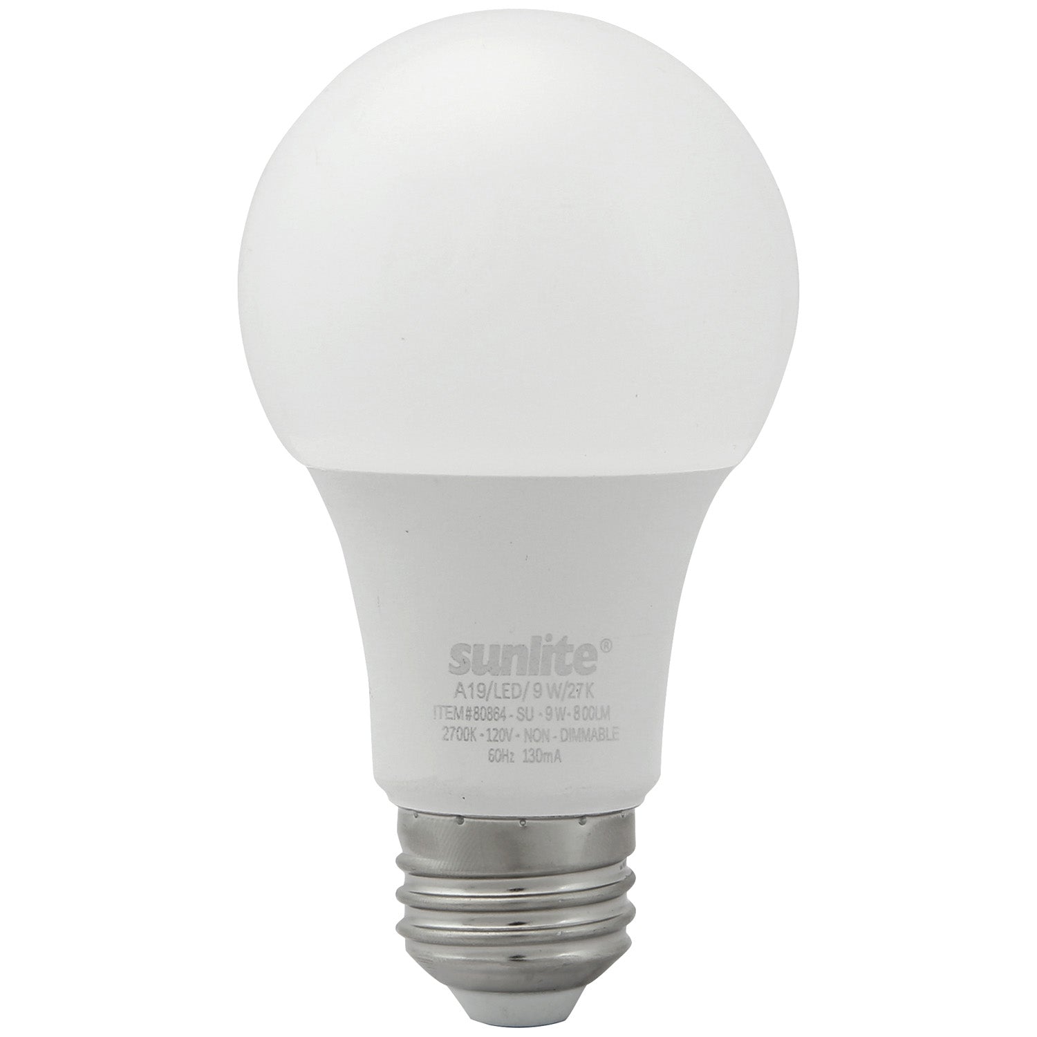 Sunlite LED A19 Light Bulbs, 9 Watts (60W Equivalent), 800 Lumens, Medium Base (E26), Non-Dimmable, Frost, UL Listed, 2700K Warm White - 18 Pack - Cheap-Us