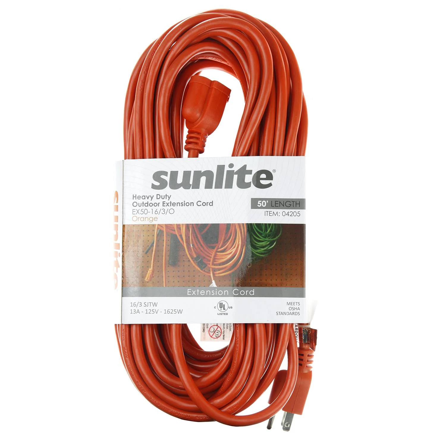 Sunlite EX50-16/3 Heavy Duty 50 Foot Orange Outdoor Extension Cord - Cheap-Us