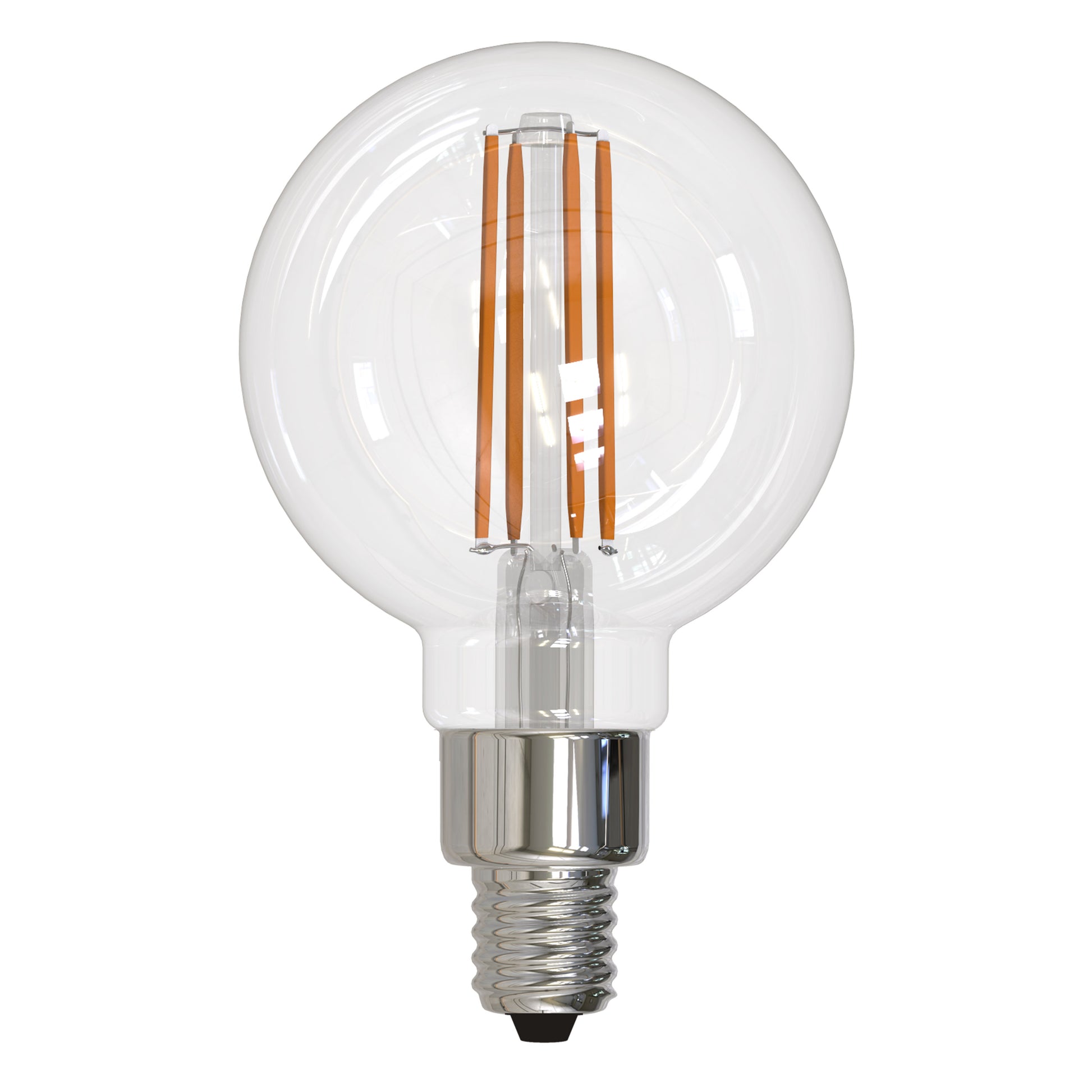 Bulbrite LED Filament 4 Watt Dimmable G16 Light Bulbs with a Clear Finish and Candelabra (E12) Base - 2700K (Warm White Light), 350 Lumens - Cheap-Us