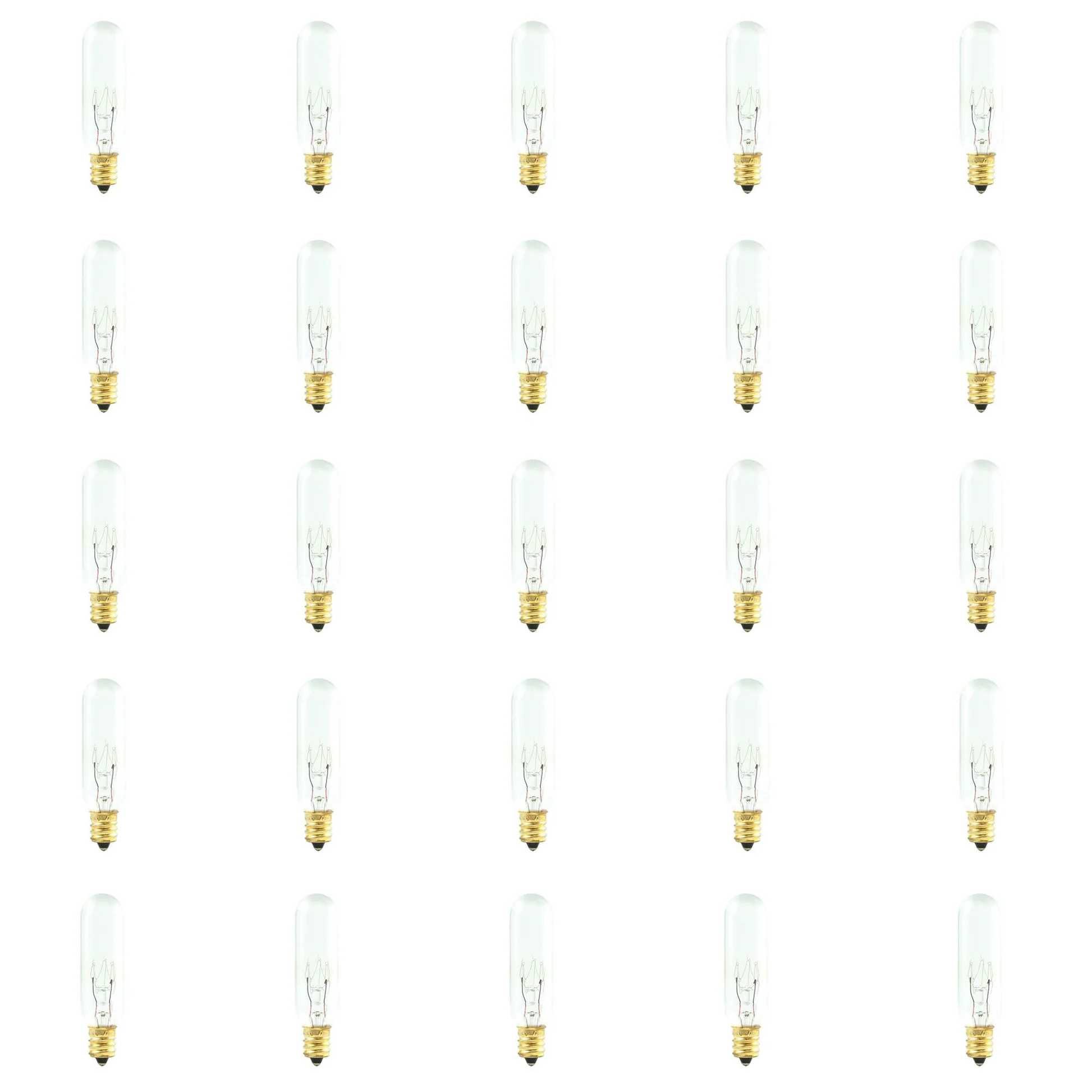 BULBRITE INCANDESCENT T6 CANDELABRA SCREW (E12) 15W DIMMABLE LIGHT BULB 2700K/WARM WHITE 25PK (707115) - Cheap-Us