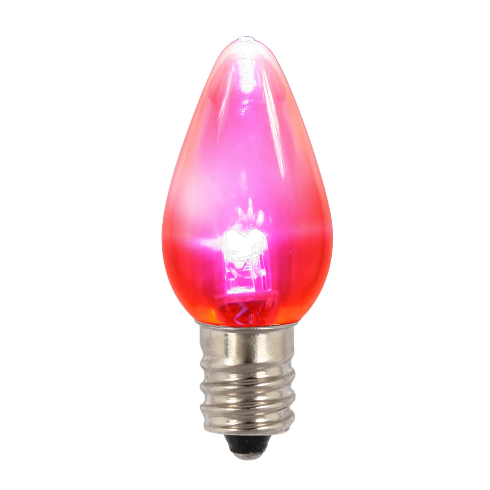 Vickerman C7 Twinkle Transparent Plastic LED Pink Dimmable Bulb E12 Nickel Base 25 per bag - Cheap-Us