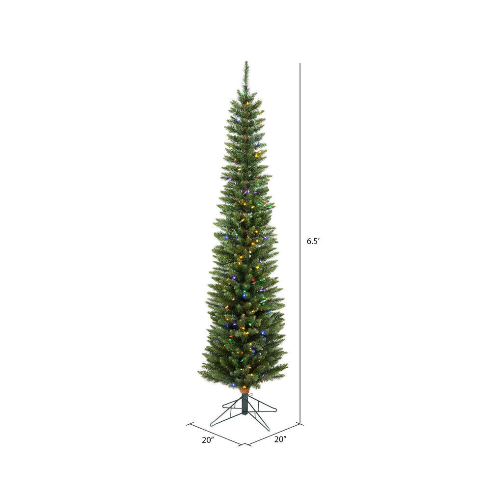 Vickerman 6.5' Durham Pole Pine Artificial Christmas Tree Multi-Colored LED Dura-lit Lights - Cheap-Us