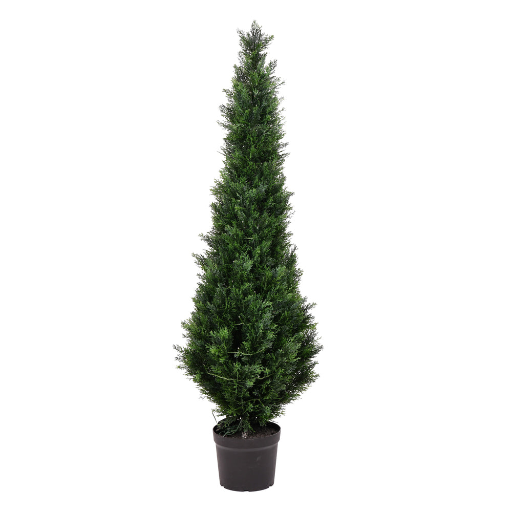 Vickerman 5' Artificial Potted Green Cedar Tree. - Cheap-Us
