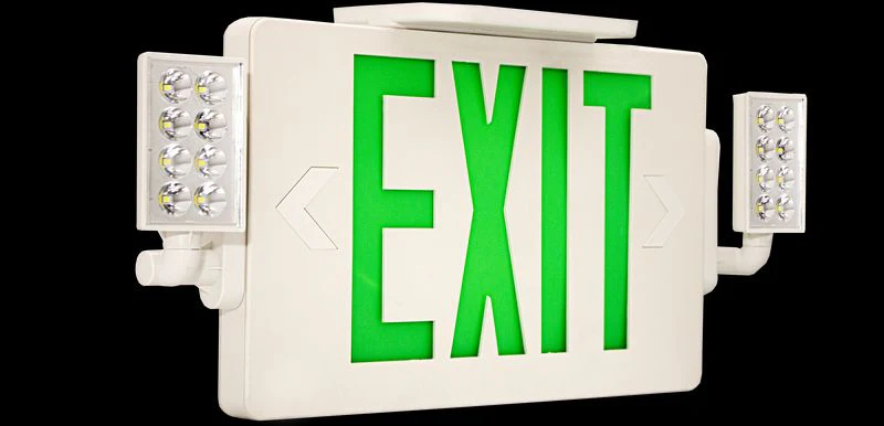 Westgate Super Slim LED Exit Sign With Adjustable LED Heads - Green Letters 120/277 Voltage, LED Exit & Emergency Lighting, 1.2W Per Head, White Finish - Cheap-Us