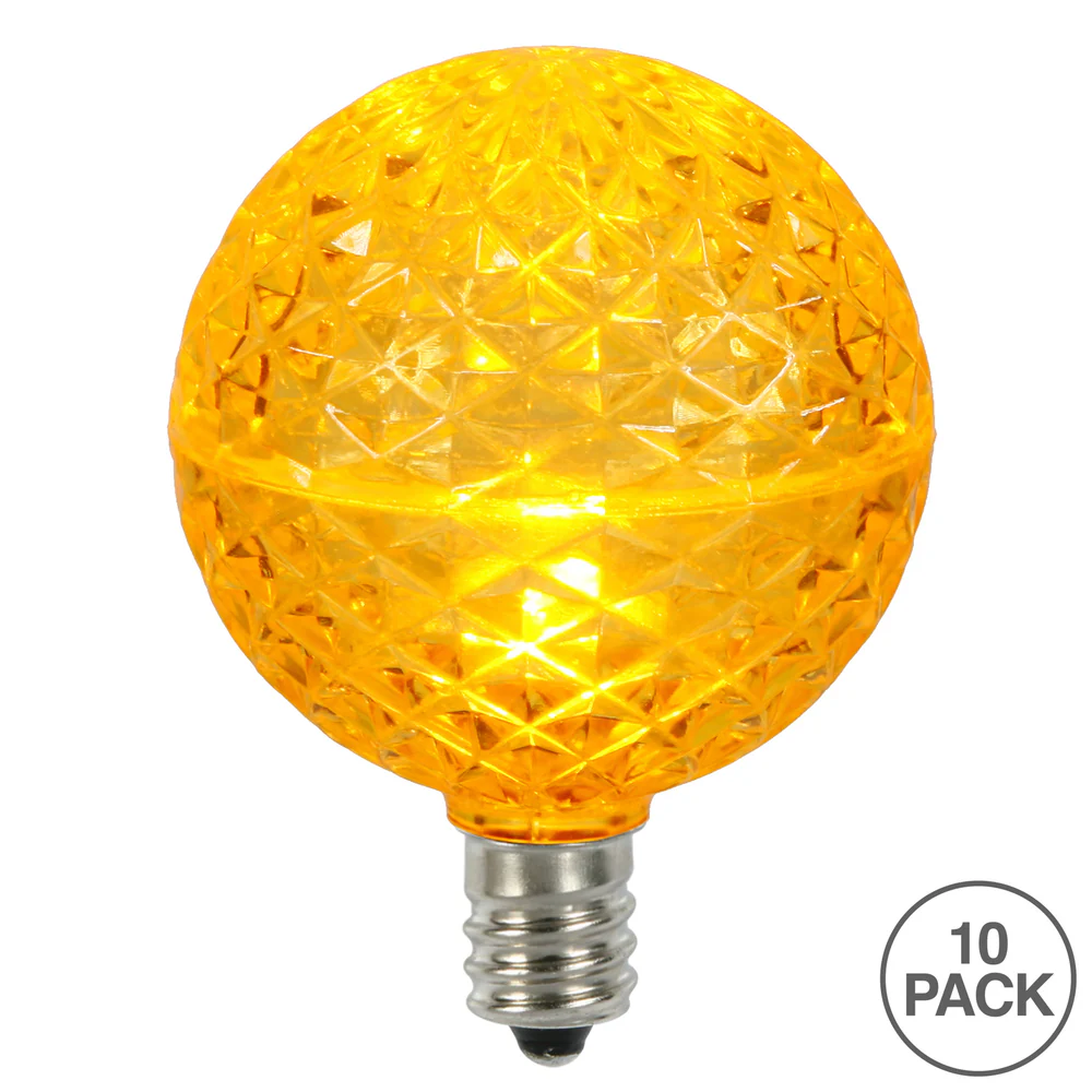 Vickerman G50 LED Yellow Replacement Bulb E12/C7 Nickel Base .38W 10 Bulbs per Pack - Cheap-Us