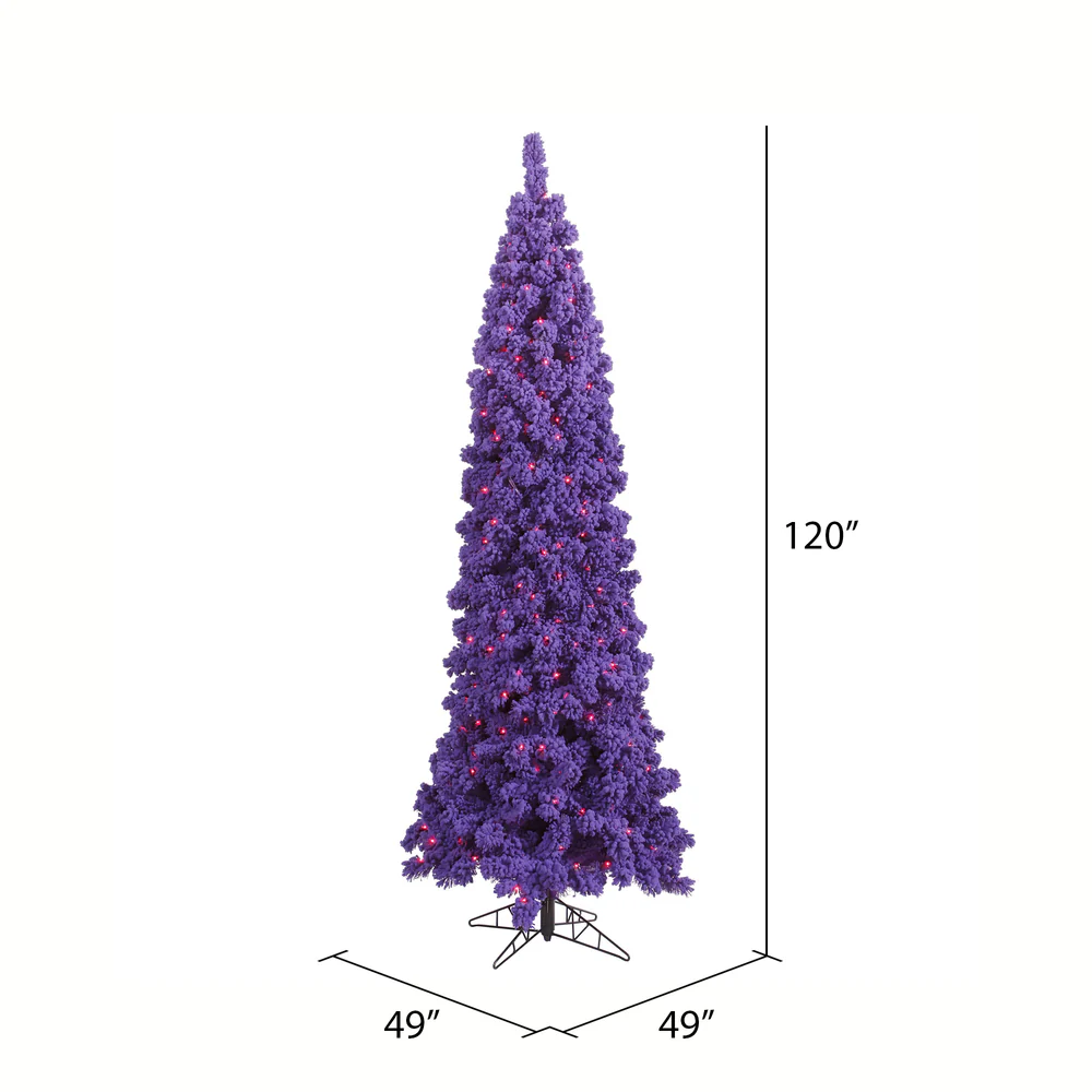 Vickerman 10' Flocked Purple Pencil Fir Artificial Christmas Tree Purple Dura-lit Lights - Cheap-Us