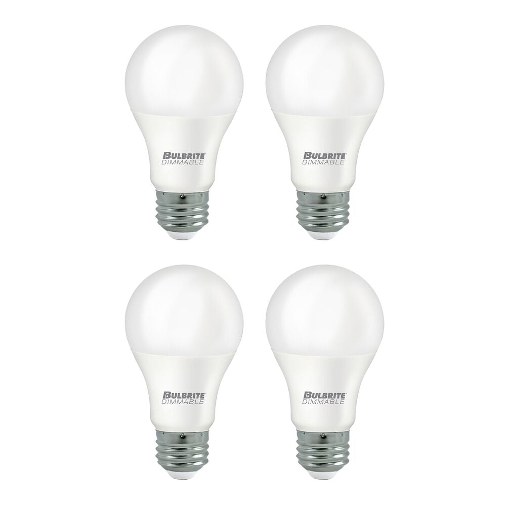 Bulbrite Pack of (4) 9 Watt Dimmable A19 Frost Finish Medium Screw (E26) LED Light Bulb - 800 Lumens, 3000K - Cheap-Us