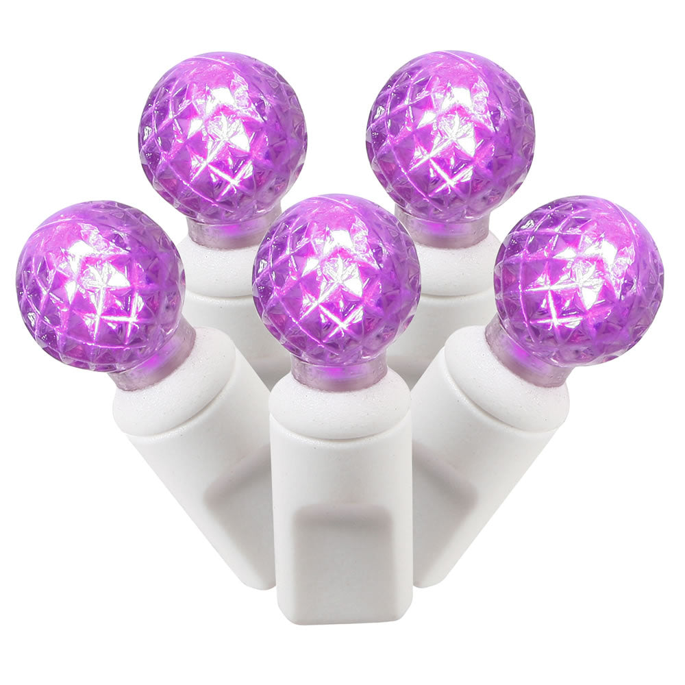 Vickerman 50 Purple G12 LED Light on White Wire 25' Christmas Single Mold Light Strand - Cheap-Us