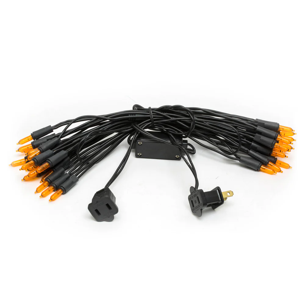 Vickerman 35 LED Orange Dura-Lit Light on Black Wire, 26' Christmas Light Strand - Cheap-Us
