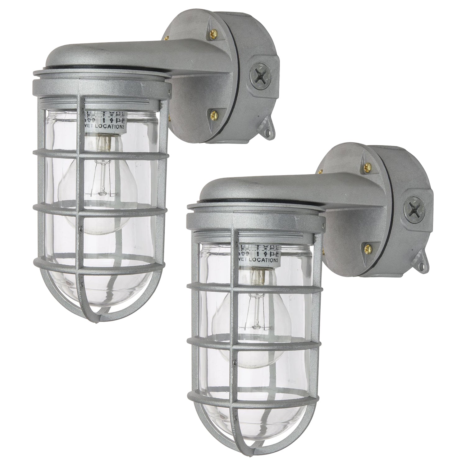 Sunlite Wall Mount Vaporproof Industrial Fixture, Metallic Finish, Clear Lens - Cheap-Us