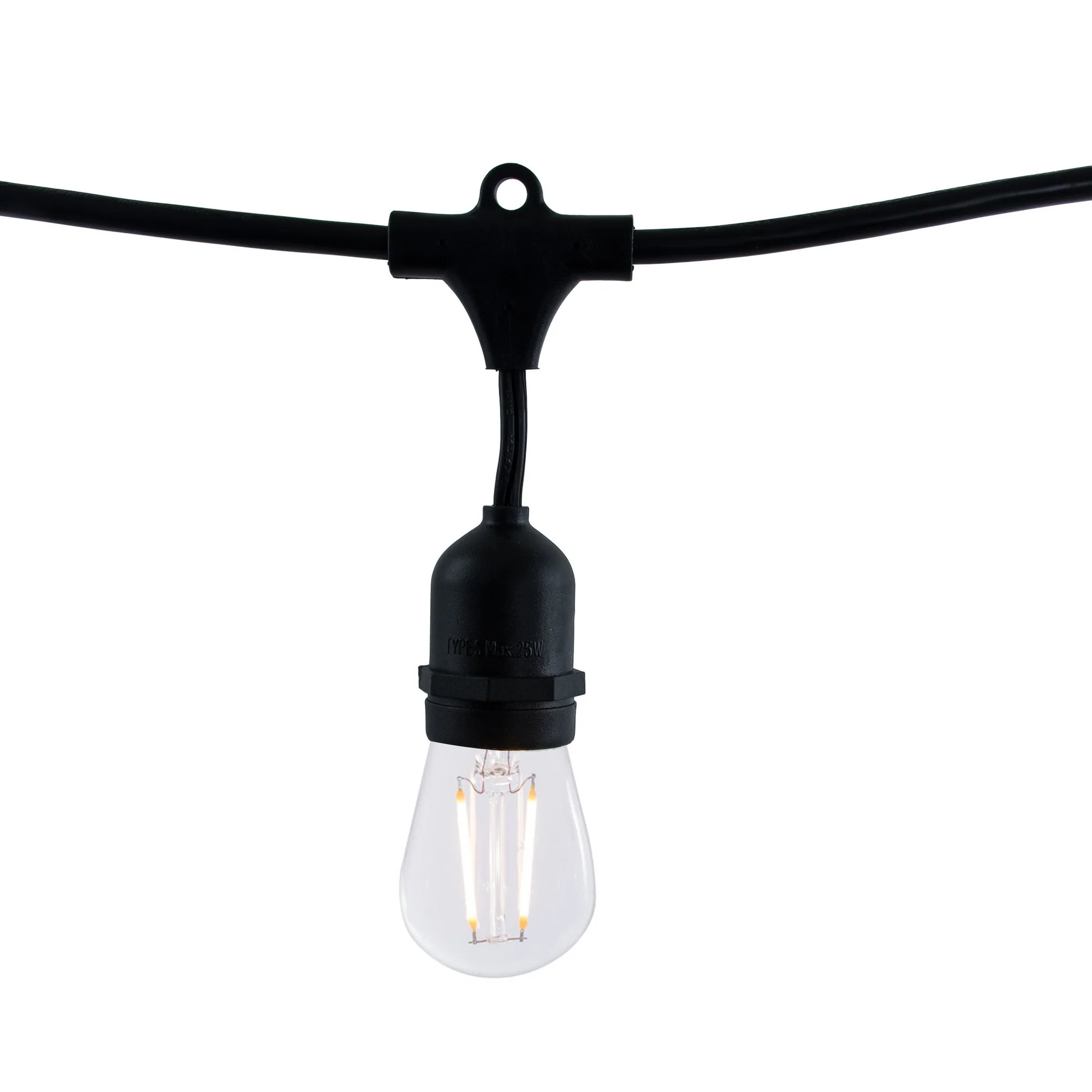 BULBRITE FIXTURES S14 MEDIUM SCREW (E26) 0.7W NON-DIMMABLE STRING LIGHT - BLACK - BULBS INCLUDED: 0.7W S14 CLEAR LED (15PCS) LIGHT BULB 2700K/WARM WHITE LIGHT 11W EQUIVALENT 1PK (810005) - Cheap-Us