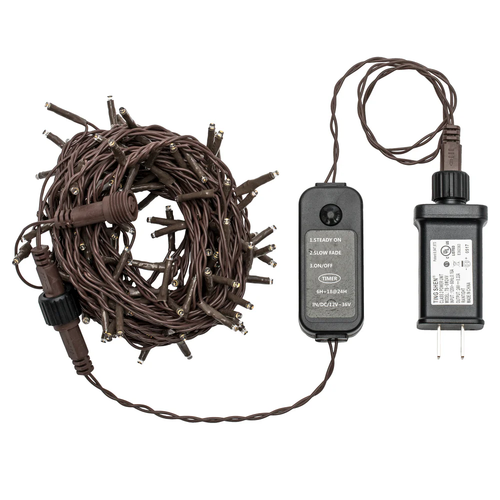 Vickerman 144 Warm White LED 2 Function Spider Light Set 24' Christmas Light Set Brown Wire - Cheap-Us