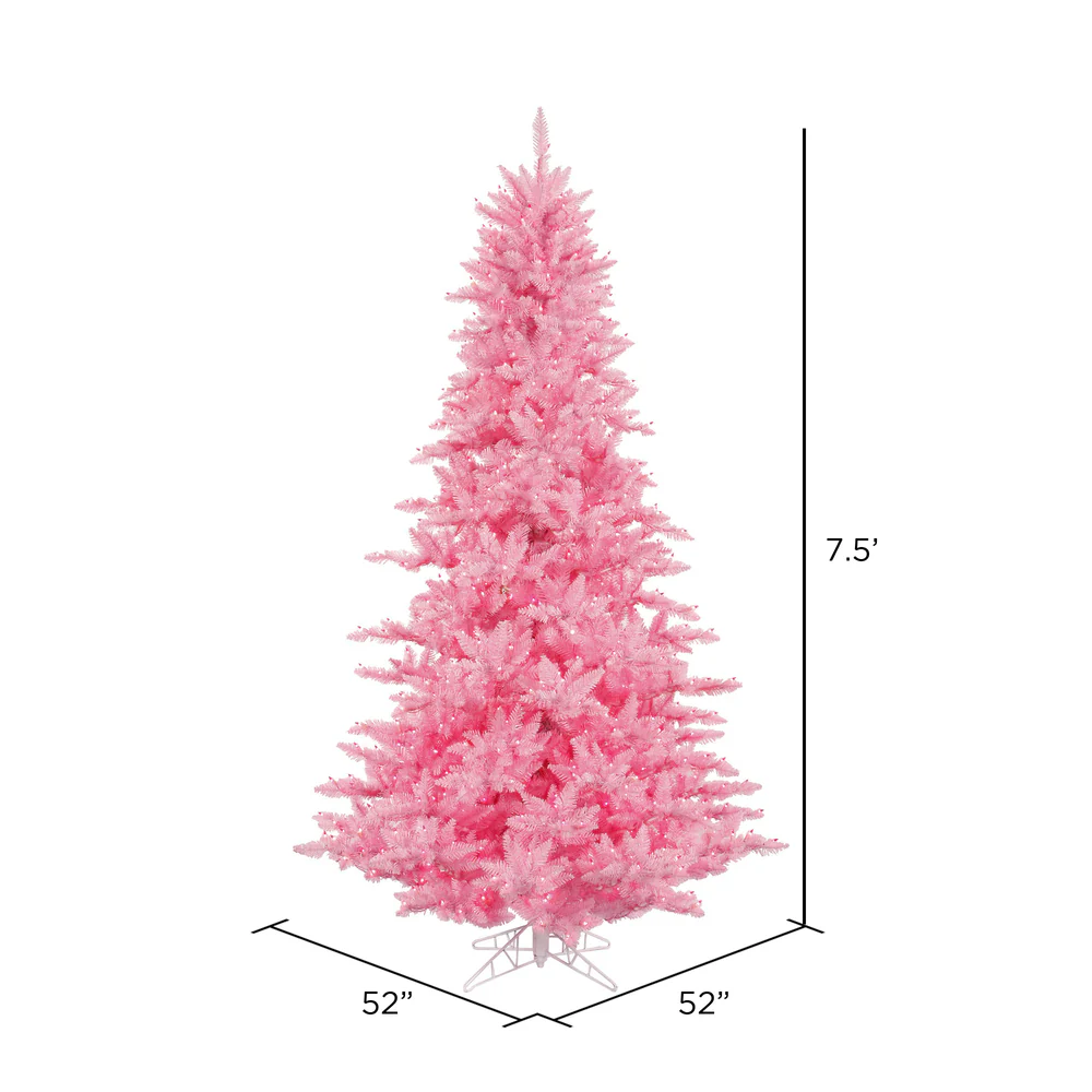 Vickerman 7.5' Pink Fir Artificial Christmas Tree Pink  Dura-lit LED Lights - Cheap-Us