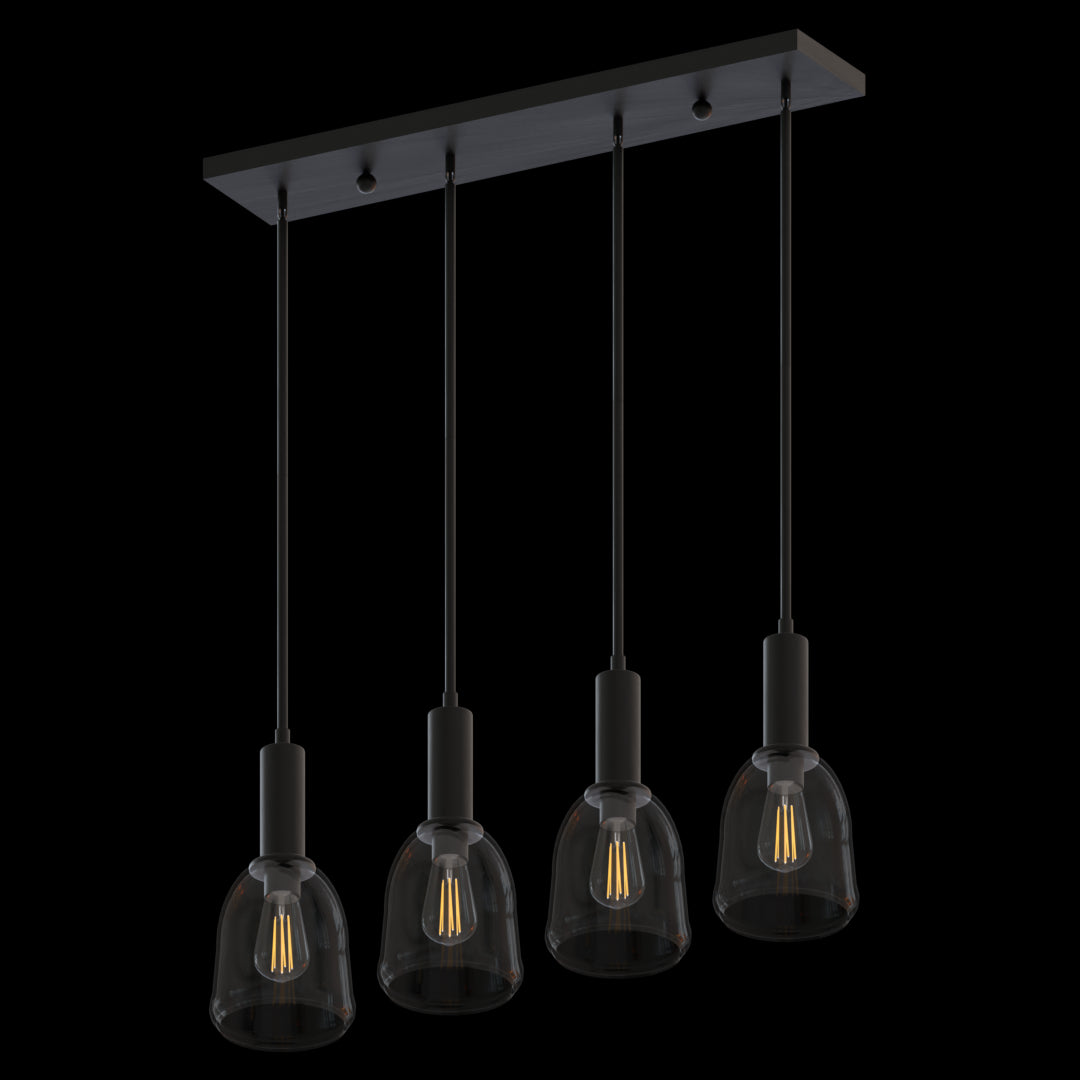 Talia Quad Four Light Modern Linear Cluster Pendant Fixture with Glass Shades - Cheap-Us