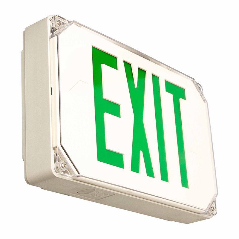 Westgate  Wet Location LED Exit Sign, Universal Single/Double Face, Green, Gray Housing, 120/277V, LED Exit & Emergency Lighting - Cheap-Us