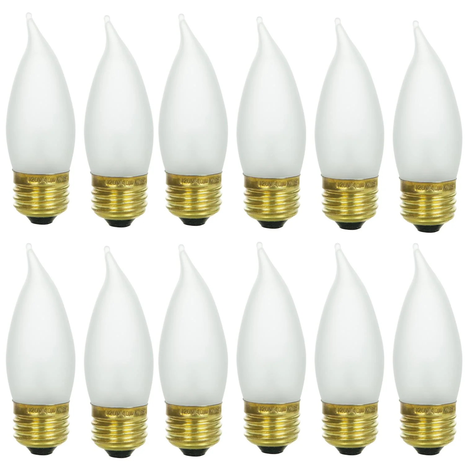 Sunlite 40 Watt Flame Tip Chandelier, Medium Base, Frost - Cheap-Us