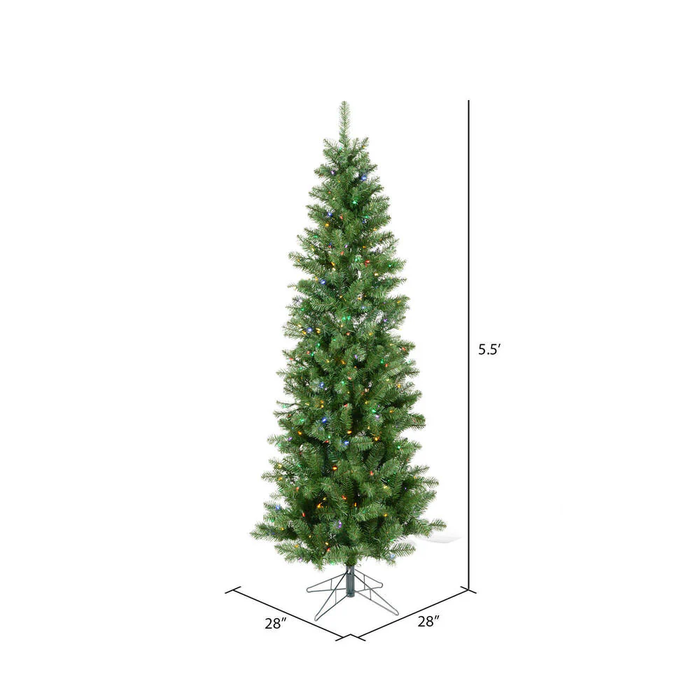 Vickerman 5.5' Salem Pencil Pine Artificial Christmas Tree Multi-Colored LED Dura-lit Lights - Cheap-Us