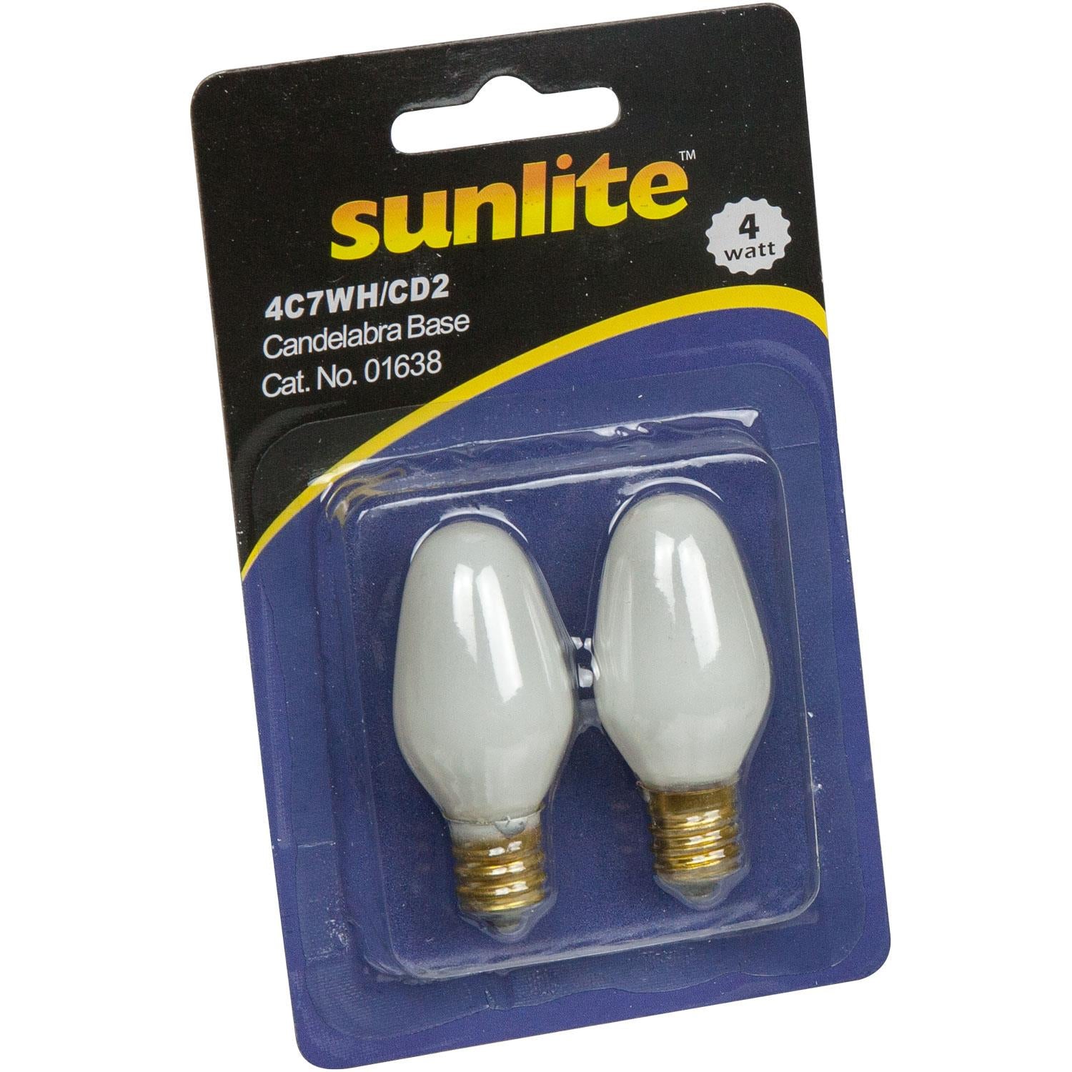 2 Pack Sunlite 4 Watt C7 Night Light, Candelabra Base, White - Cheap-Us