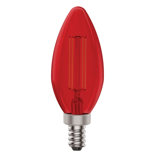 Luxrite LED B11 Colored Filament Torpedo Light Bulb, E12 Candelabra Base, 4.5W, Red Finish, Pack of 8 (LR21740) - Cheap-Us